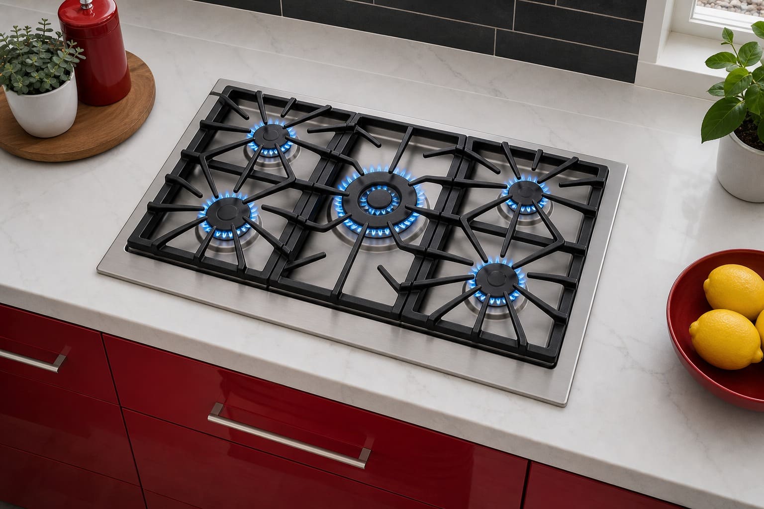 Thermador cooktop and built-in appliances in a Palo Alto kitchen