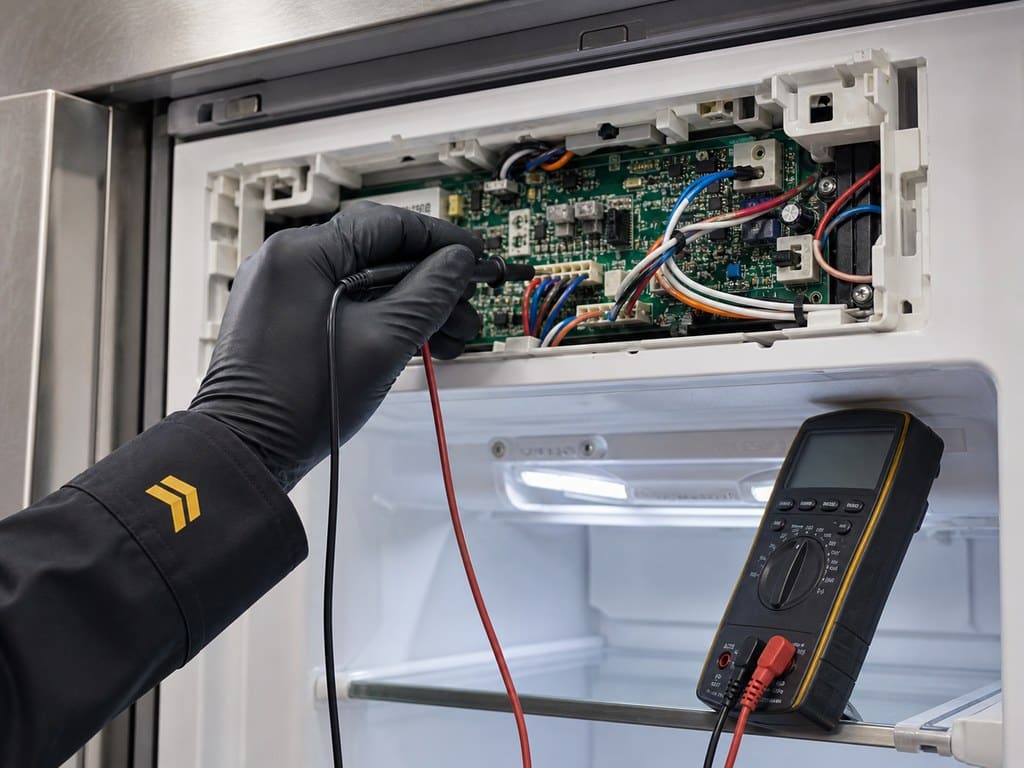 Control board and thermistor sensor of a built-in refrigerator during diagnostics